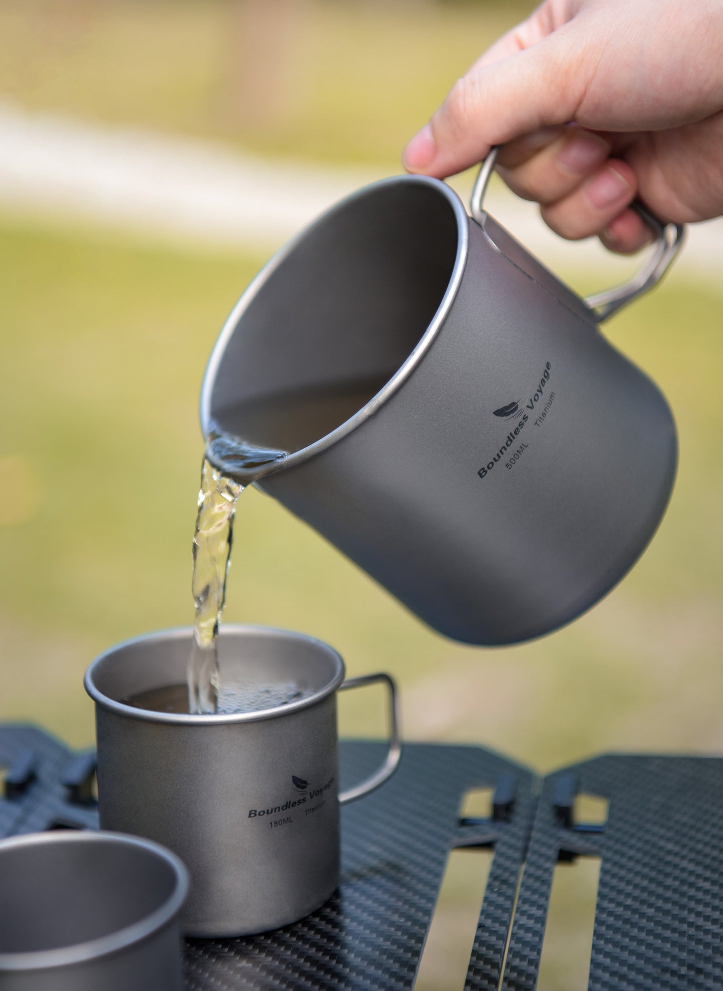 Boundless Voyage 1.5L Titanium Camping Coffee Pot, Stovetop & Campfire Safe Fast Brew Kettle for Boiling Water, Outdoor Travel & Barista Brewing Ti3128D/Ti3129D