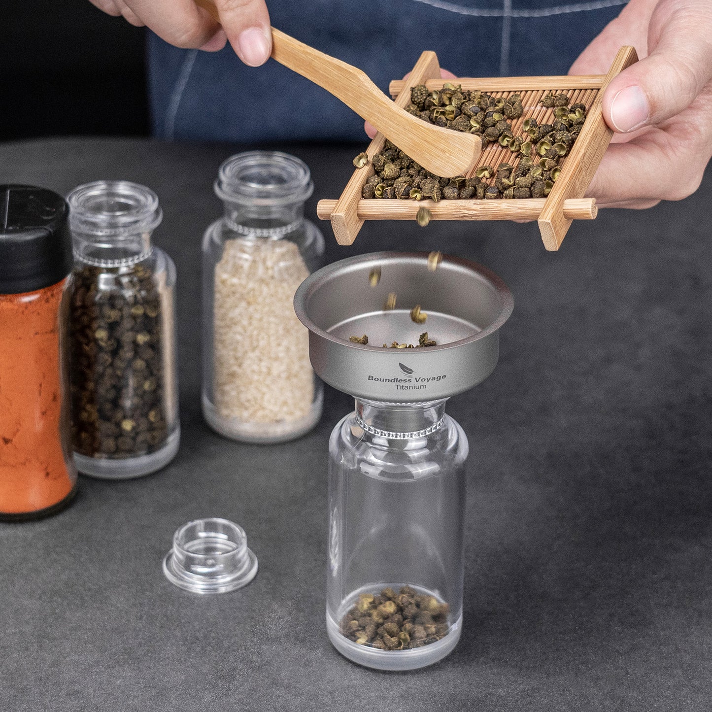 Boundless Voyage Titanium Funnel Flagon Accessories Multi-use Kitchen Funnel for Transferring Liquid, Fluid, Cooking Oils, Jam & Powder Ti3075D/Ti3076D