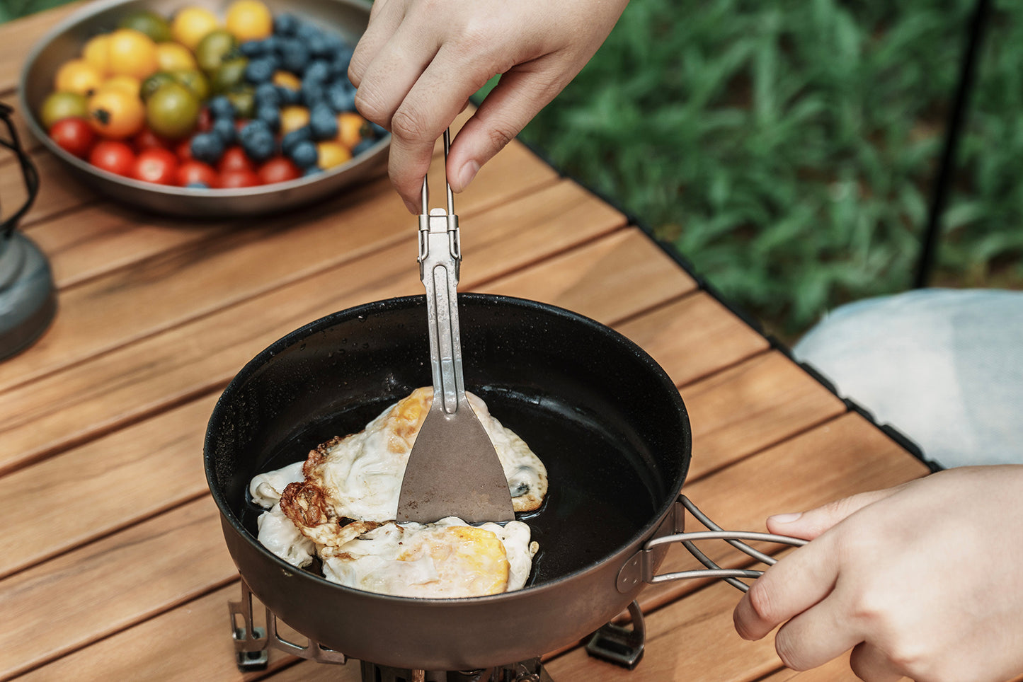 Boundless Voyage Titanium-Klappspatel Bratenschaufel mit Klappgriff Speisewender für Camp-Küche Outdoor-Kochen Ti1076T