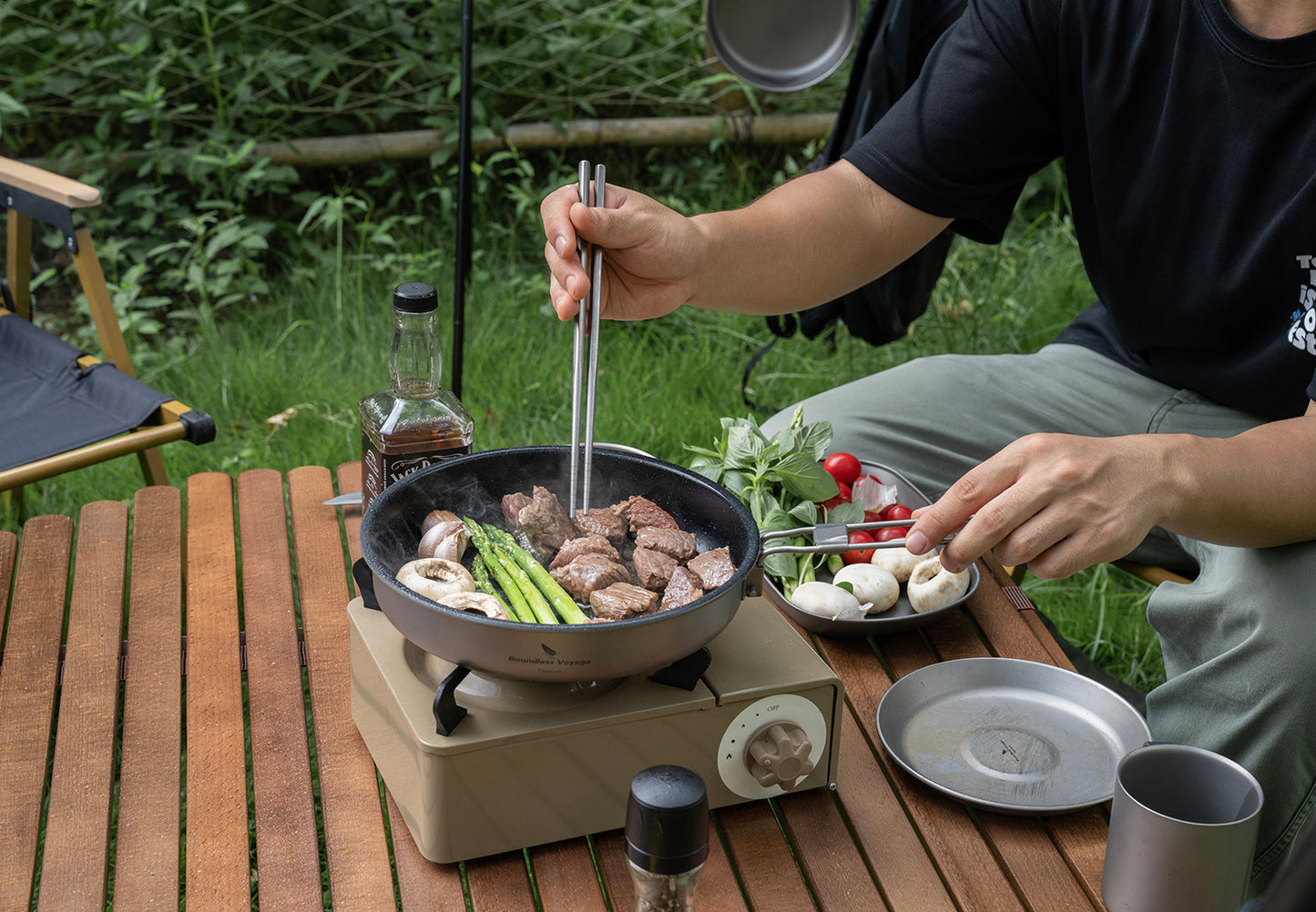 Boundless Voyage Pure Titanium Non-Stick Frying Pan with Foldable Handle, Ultralight Camping Skillet , Portable Outdoor Cookware for Backpacking, Picnic Ti2069C/Ti2070C