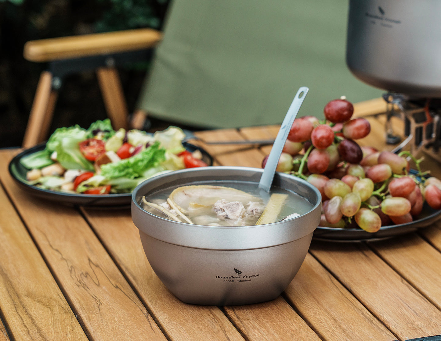Boundless Voyage Sandblasted Double Walled Pure Titanium Bowl 500ml / 800ml | Ultralight Portable Metal Tableware for Oatmeal, Rice, Soup, Outdoor Camping & Daily Home Use Ti1161T-Ti1163T