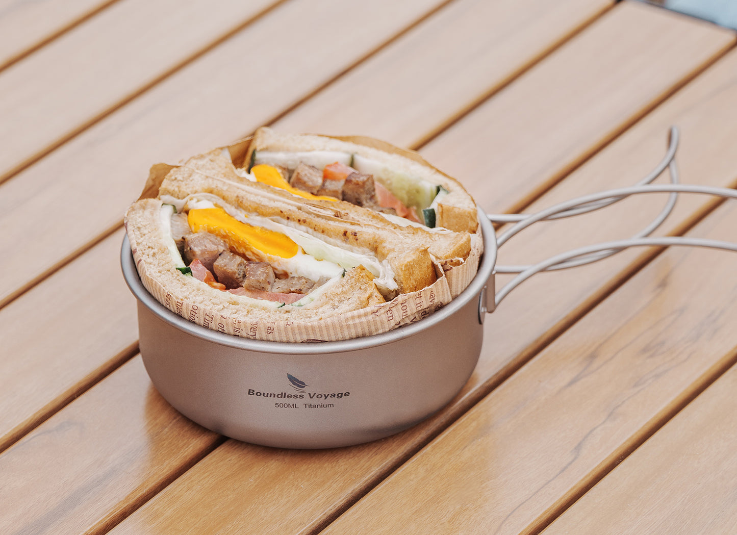 Boundless Voyage 5Pcs Pure Titanium Bowl Set with Foldable Handles, Portable Outdoor Camping Tableware Plates Dishes, 350/500/600/700/800ml Ti1096T