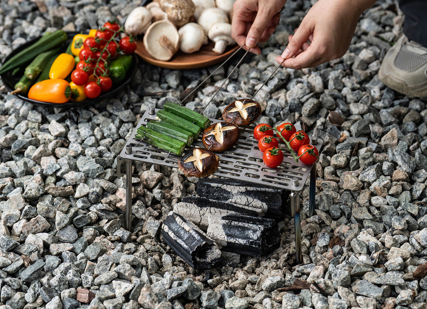 Boundless Voyage Mini Titanium Camping BBQ Grill with Storage Carry Bag, Ultralight Portable Gridiron for Charcoal Barbecue, Backpacking & Outdoor Travel Ti2023C