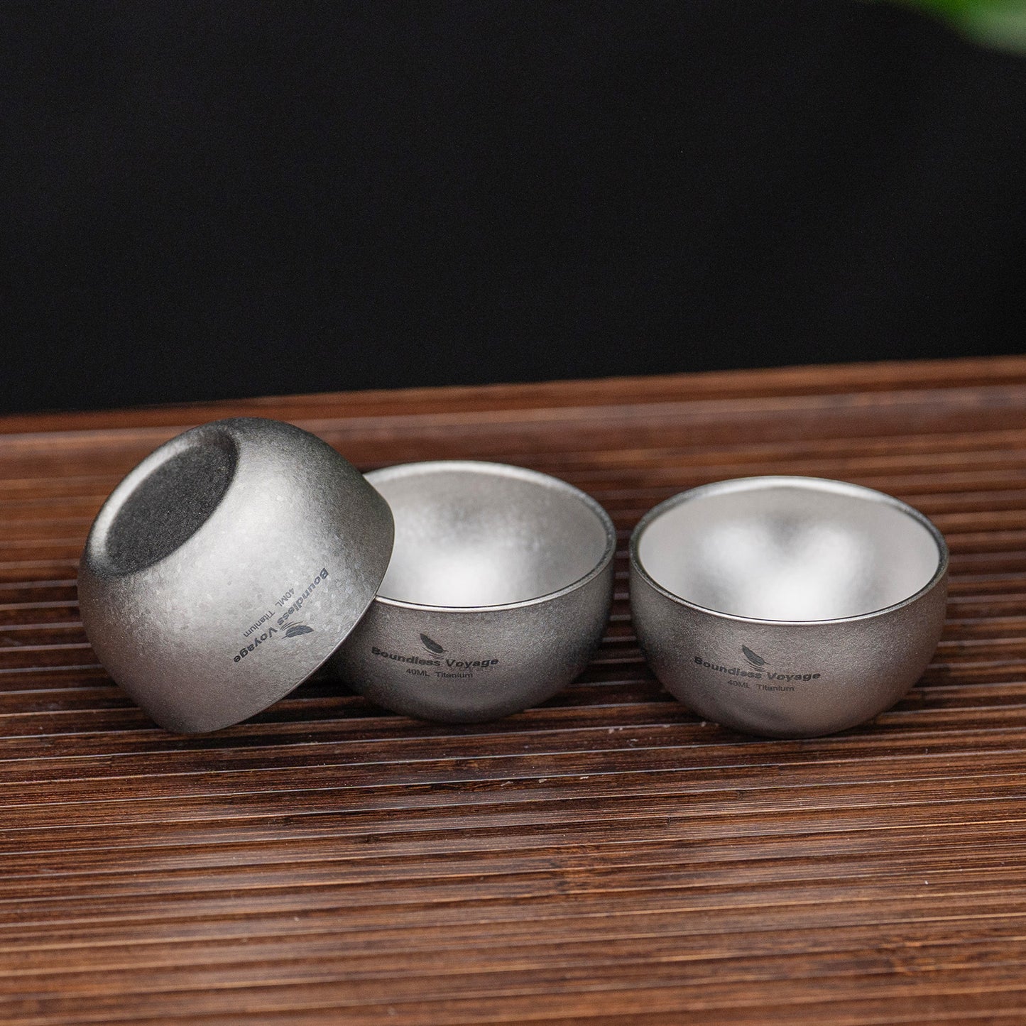 Boundless Voyage 40ml High-Temp Crystalline Finish Double-Wall Titanium Sake Cup & Kung Fu Tea Cup, Portable Mini Mug for Camping, Picnic & Daily Home Use Ti3204D