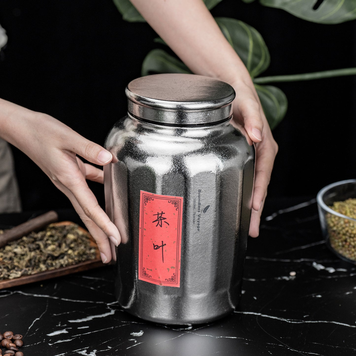 Boundless Voyage 3000ML Pure Titanium Airtight Storage Canister, Large Capacity Sealed Tea Coffee Container, Lightweight Food Storage Jar for Grains Nuts, Home & Camping Use Ti3212A