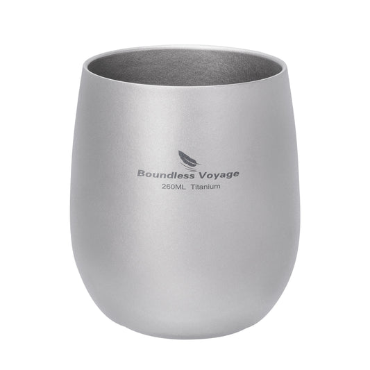 Boundless Voyage 260ML Titanium Double-Walled Egg Shaped Cup, Ice Crystal High-Temp Crystalline Texture Insulated Tea Coffee Mug, Ultralight Portable Drinkware for Camping, Travel & Daily Home Use Ti3084D