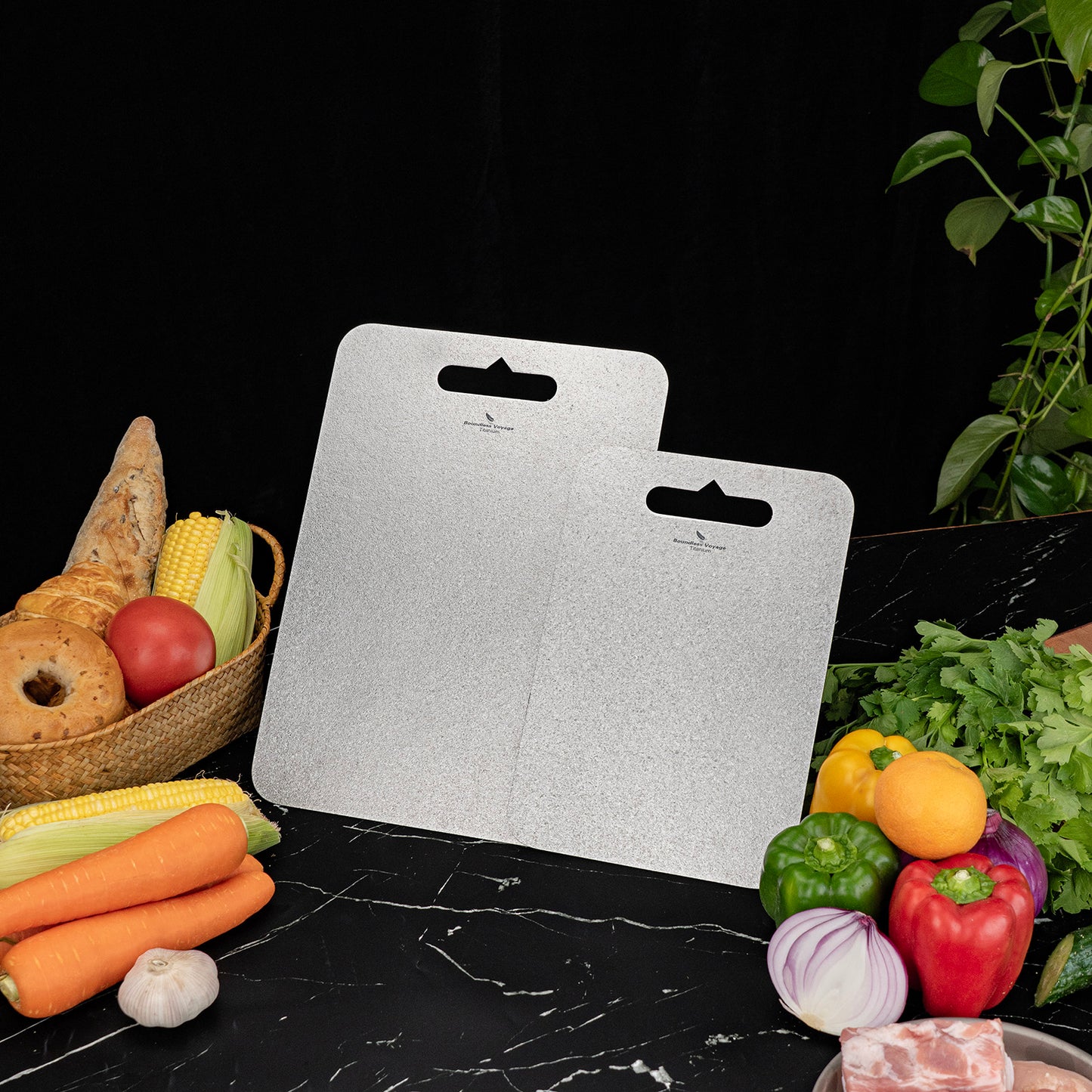 Boundless Voyage Titanium Multifunctional Cutting Board, Ultralight Rust-Proof Portable Food Prep Board for Outdoor Camping, Picnic & Household Kitchen Use Ti5009P-Ti5010P