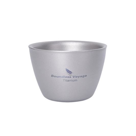 Boundless Voyage 40ml Double-Wall Titanium Sake Cup & Kung Fu Tea Cup, Portable Mini Mug for Camping, Picnic & Daily Use Ti3089D