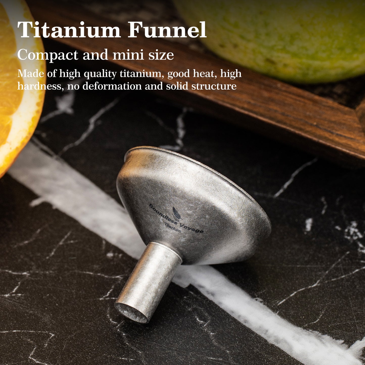 Boundless Voyage Titanium Funnel for Kitchen Bar Camping Lightweight Portable Durable No-Spill Metal Refilling Tool for Liquids, Oil, Wine, Soy Sauce & Spices, Dishwasher Safe Ti3070D
