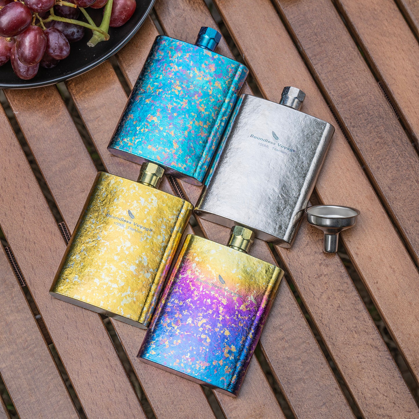 Boundless Voyage Titanium Colorful Flask 100ml Ultralight Mini Ti Flagon for Outdoor Travel Water Juice Whiskey Wine Pot Bottle 100ml Ti3262D
