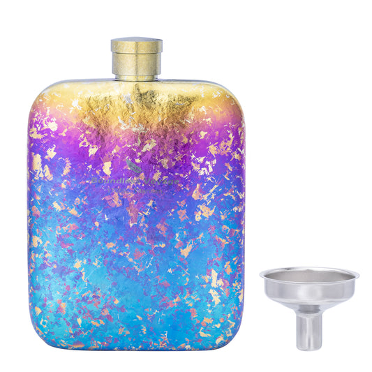 Boundless Voyage Titanium Hip Flask 170ml Small Liquor Flask Bottle for Whiskey Vodka Wine Portable Travel Outdoor Ultralight Pocket Drinkware for Men & Women Ti3263D