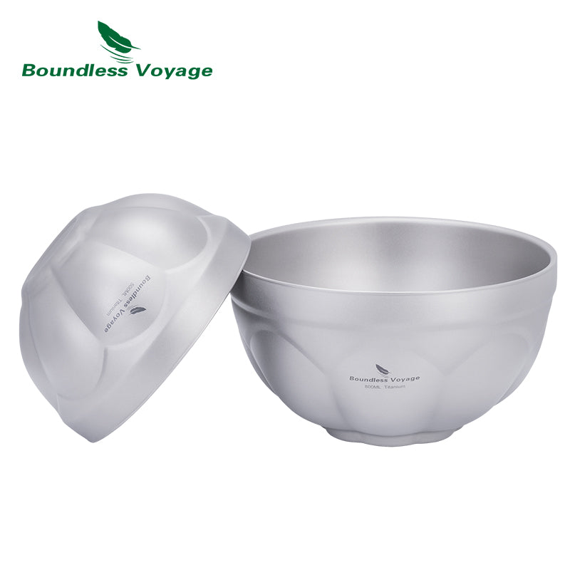 Boundless Voyage 500ml / 800ml Titanium Double Walled Bowl Rice Soup Oatmeal Yogurt Serving Bowl Ultralight Outdoor Camping Travel Durable Portable Tableware