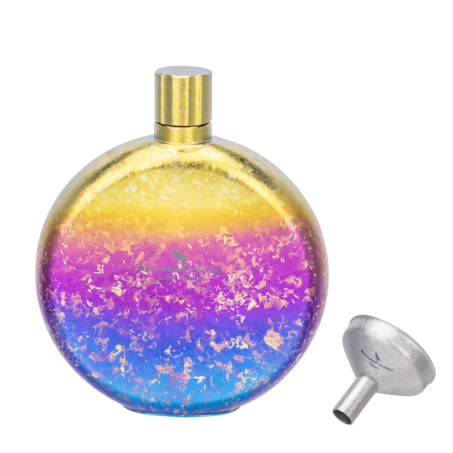 Boundless Voyage Titanium Crystallized Flask 180ml Portable Round Wine Bottle With Titanium Crystallized Funnel Whiskey Alcohol Drink ware Accessories Ti3264D