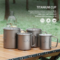 Boundless Voyage 200ml Single Wall Titanium Cup with Lid | Ultralight Portable Camping Mug for Tea Coffee EDC Hiking Ti3033D
