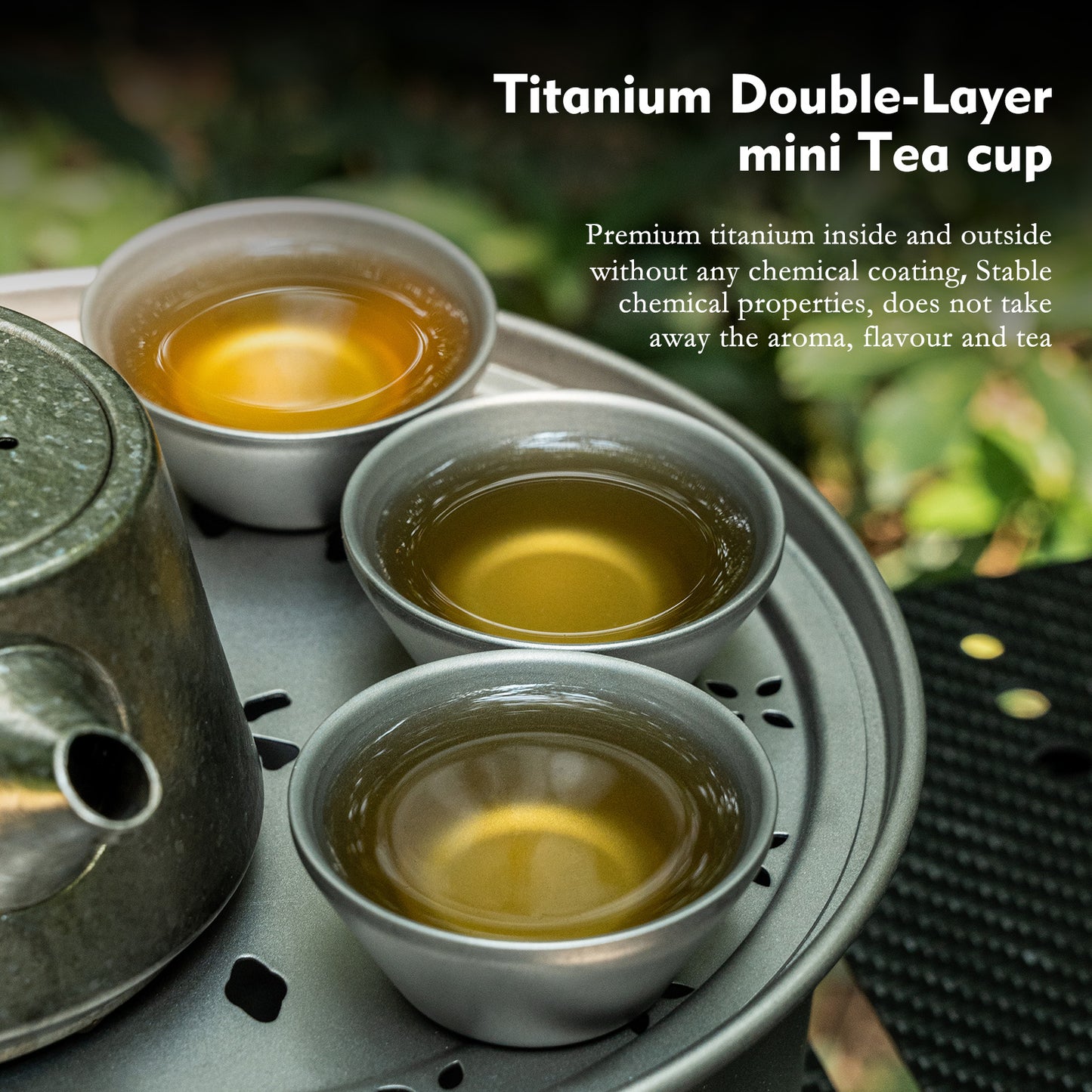 Boundless Voyage 30ml Titanium Double-Wall Tea Cup, Stackable Mini Cup for Tea Sake Camping Ti3083D