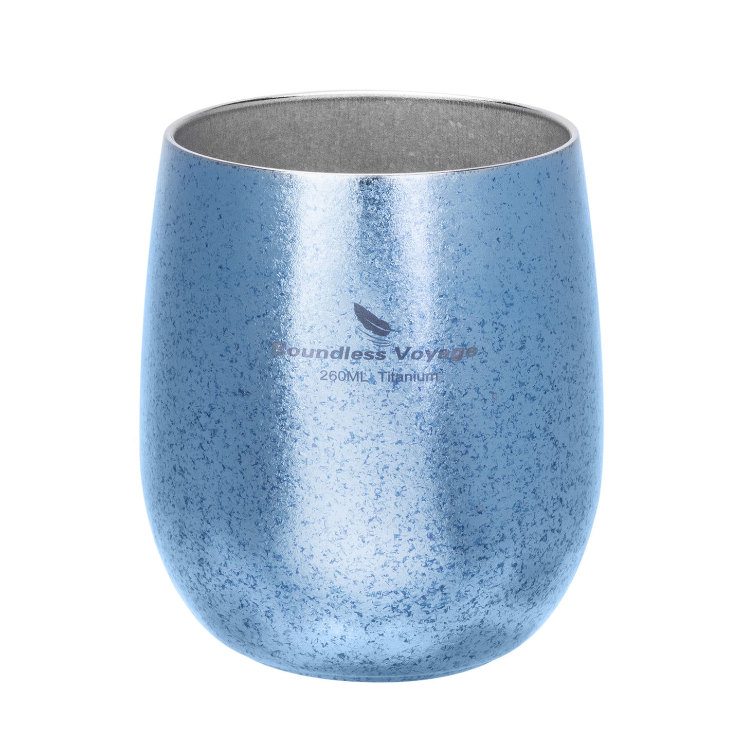 Boundless Voyage 260ML Titanium Double-Walled Egg Shaped Cup, Ice Crystal High-Temp Crystalline Texture Insulated Tea Coffee Mug, Ultralight Portable Drinkware for Camping, Travel & Daily Home Use Ti3084D