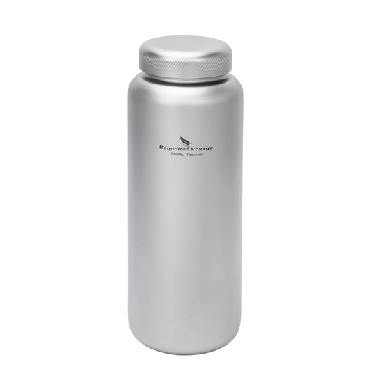 Boundless Voyage 950ml Titanium Water Bottle with Dual Lids, Wide Mouth Single-Wall Canteen for Hiking Camping Sport Ti3018D