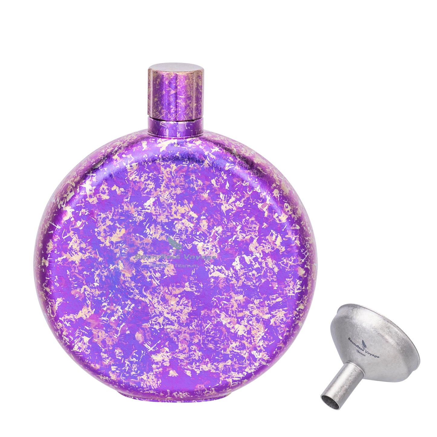 Boundless Voyage Titanium Crystallized Flask 180ml Portable Round Wine Bottle With Titanium Crystallized Funnel Whiskey Alcohol Drink ware Accessories Ti3264D