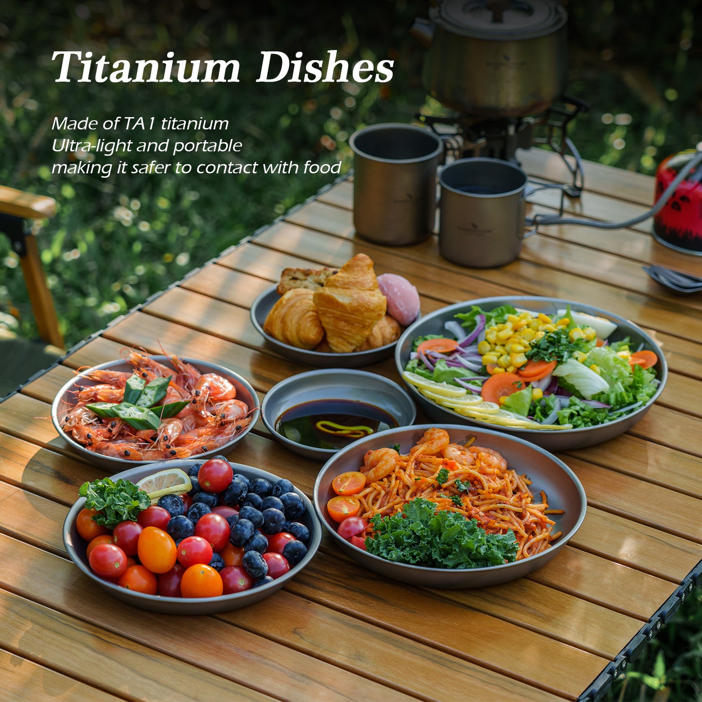 Boundless Voyage Titanium Plates Dishes Saucer Outdoor Camping Home Food Tray Portable Durable Tableware Stackable Serving Plates