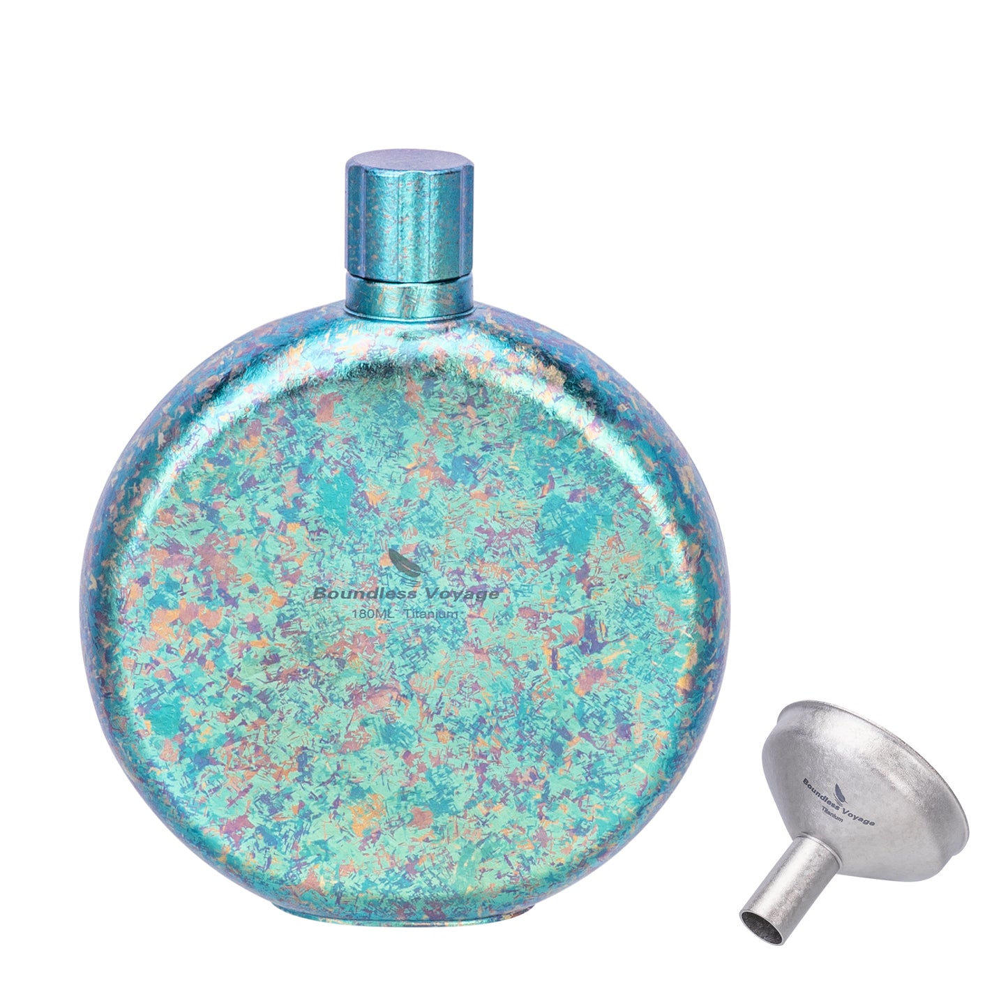 Boundless Voyage Titanium Crystallized Flask 180ml Portable Round Wine Bottle With Titanium Crystallized Funnel Whiskey Alcohol Drink ware Accessories Ti3264D