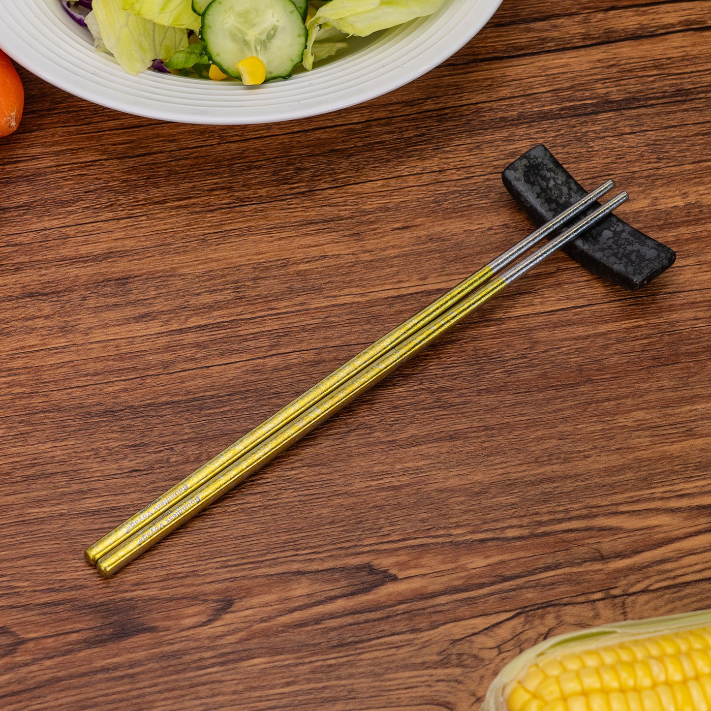 Boundless Voyage 23cm Colorful Pure Titanium Chopsticks | Ultralight Non-Slip Reusable Cutlery with Carry Bag for Camping, Hiking, Travel & Daily Home Use Ti1005T