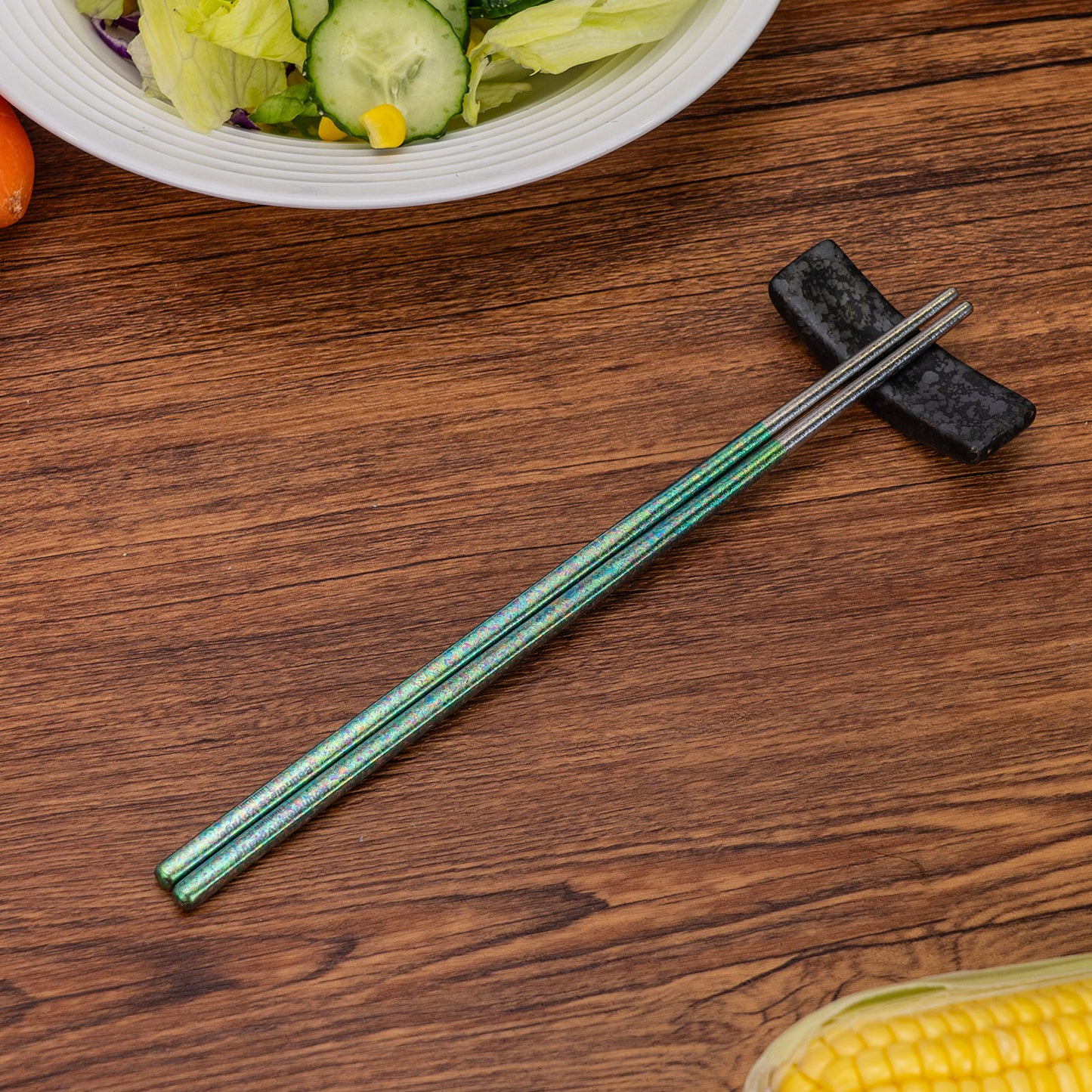 Boundless Voyage 23cm Colorful Pure Titanium Chopsticks | Ultralight Non-Slip Reusable Cutlery with Carry Bag for Camping, Hiking, Travel & Daily Home Use Ti1005T