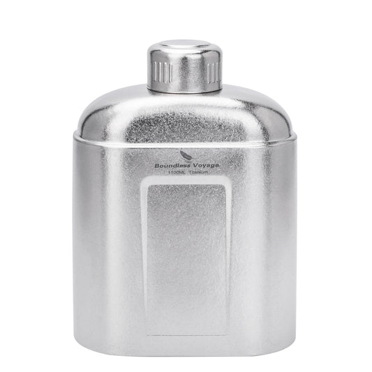 Boundless Voyage 1100ml TA1 Pure Titanium Canteen Bottle | Single Layer Open Flame Heatable Water Flask, Leakproof Double Wall Lid Military Outdoor Bottle with Crossbody Sleeve Ti3012D