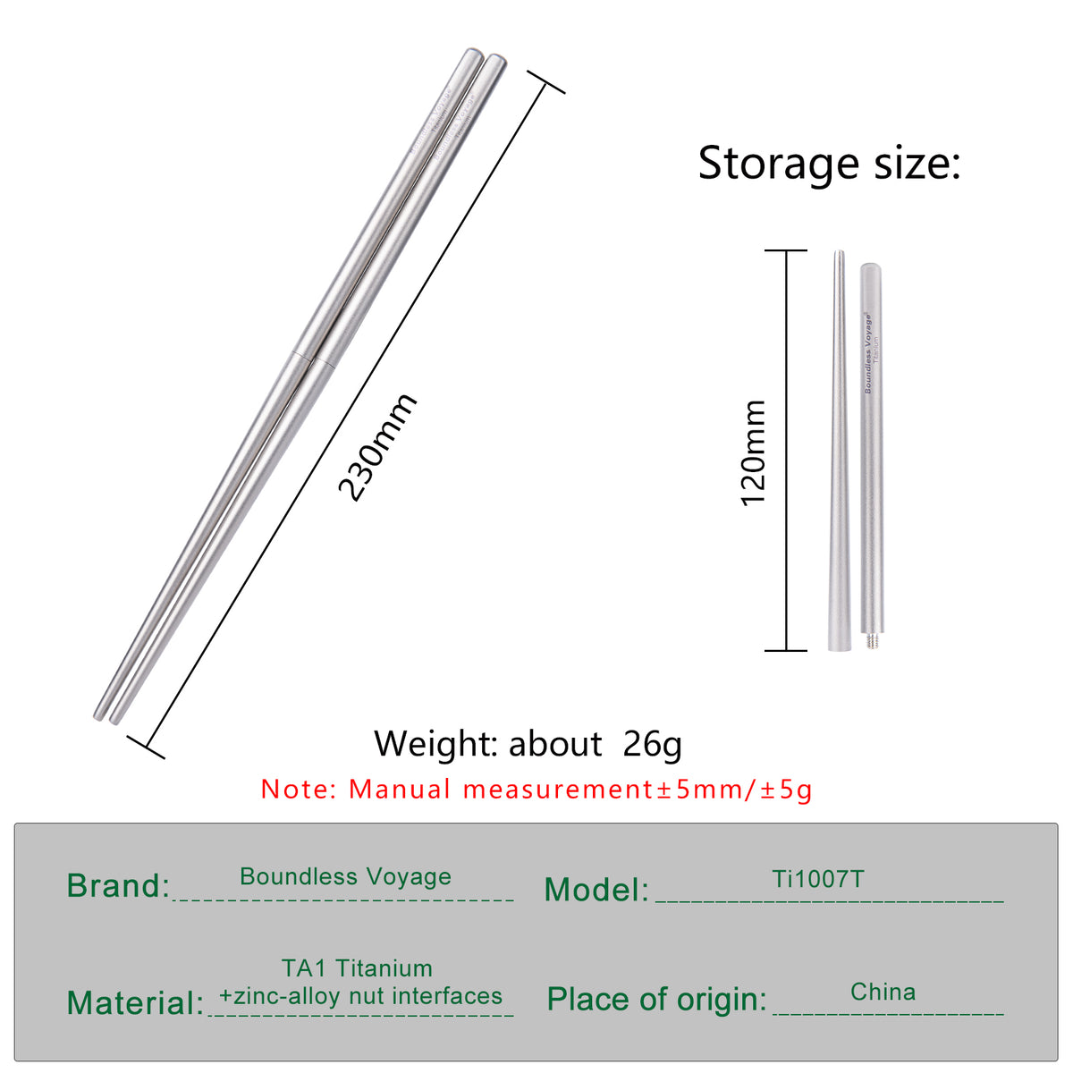 Boundless Voyage Titanium Telescopic Chopsticks, Ultralight Portable Foldable for Camping Travel, Ti1007T