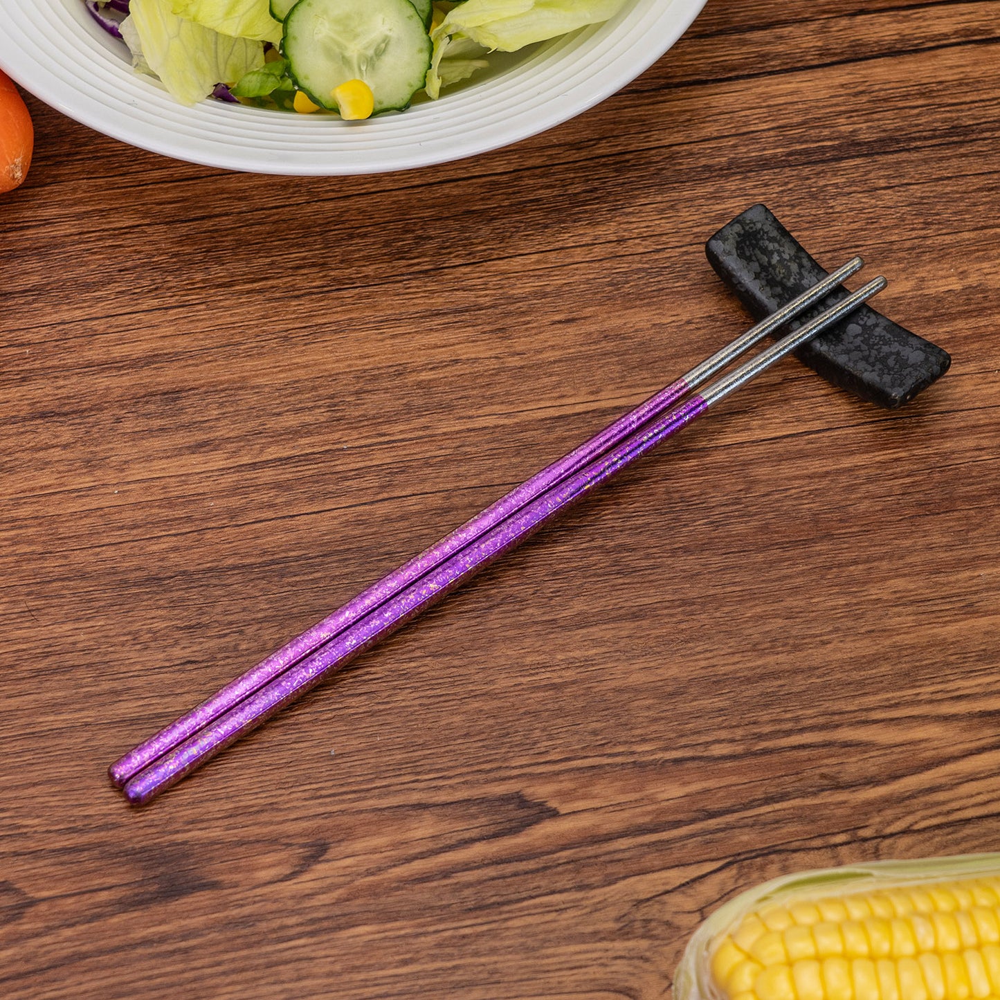 Boundless Voyage 23cm Colorful Pure Titanium Chopsticks | Ultralight Non-Slip Reusable Cutlery with Carry Bag for Camping, Hiking, Travel & Daily Home Use Ti1005T