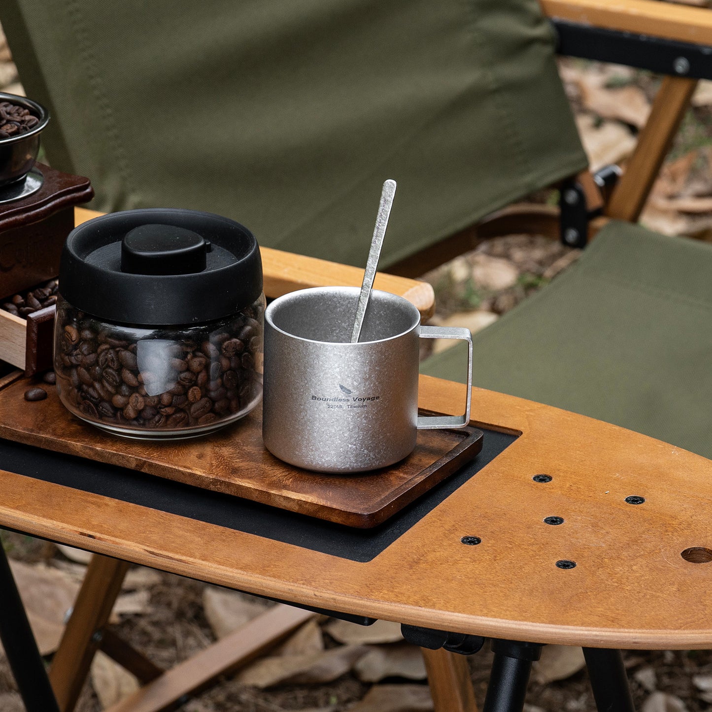 Boundless Voyage 220ml Double Wall Titanium Coffee Cup, Lightweight Portable Insulated Mug, Outdoor Camping Travel Tableware Ti3052D