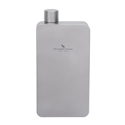 Boundless Voyage Titan-Flachmann 400ml, Camping- & Reise-Spirituosenflasche aus Metall, Ultraleichtes quadratisches Design, Geschenk für Männer & Outdoor-Enthusiasten