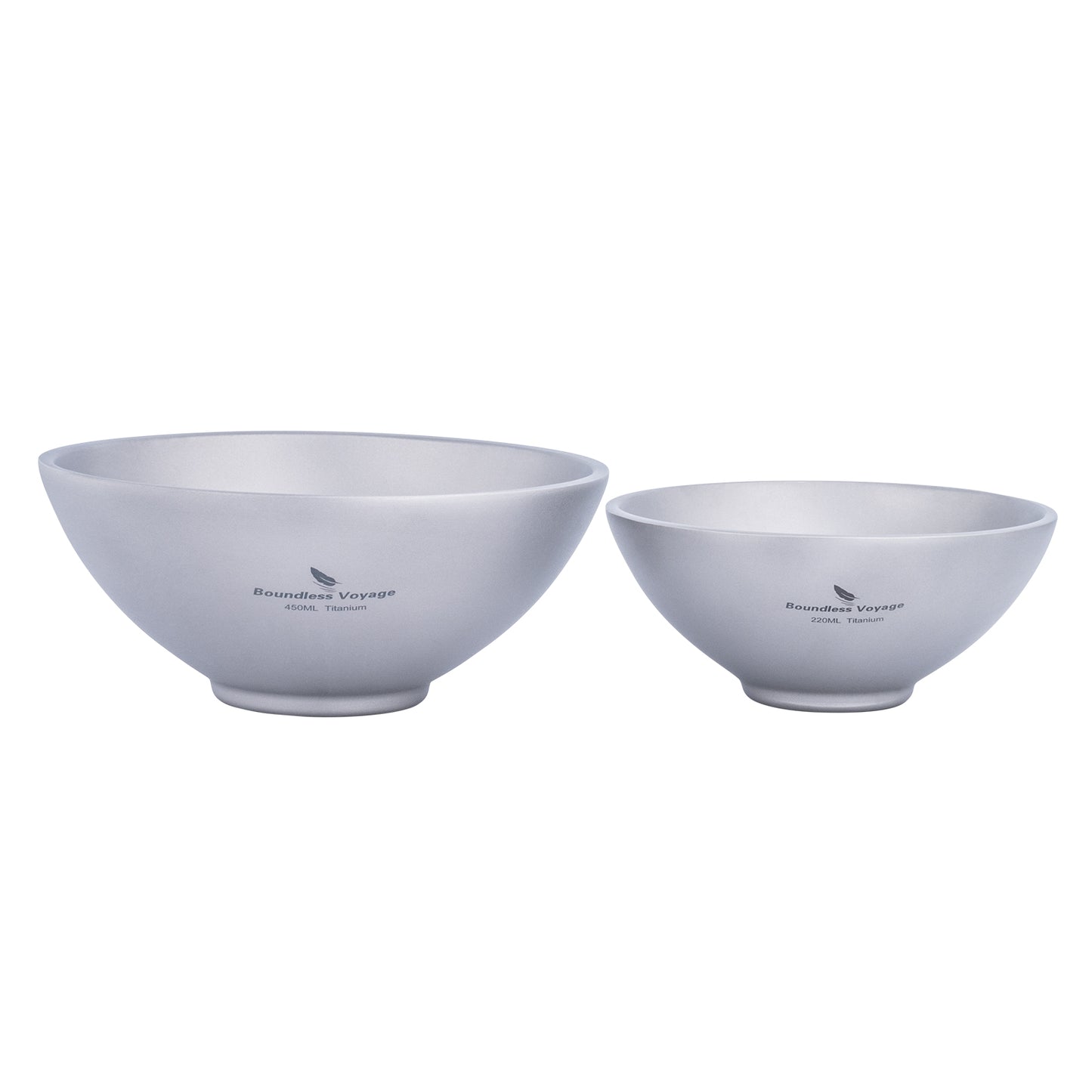 Boundless Voyage Titanium Double-Wall Bowl Set, 220ml & 450ml Nestable Anti-Scald for Family Camping Ti1085T Ti1086T
