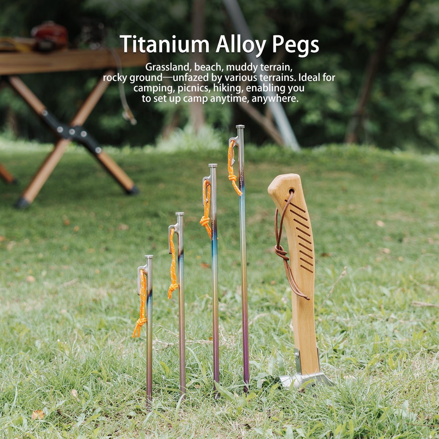 Boundless Voyage 6Pcs Titanium Alloy Tent Stakes | Multi-Size Portable Tent Peg Nails 24cm/30cm/35cm/40cm, Heavy Duty Outdoor Gear for Camping, Picnic, Hiking & Backpacking Ti4016P