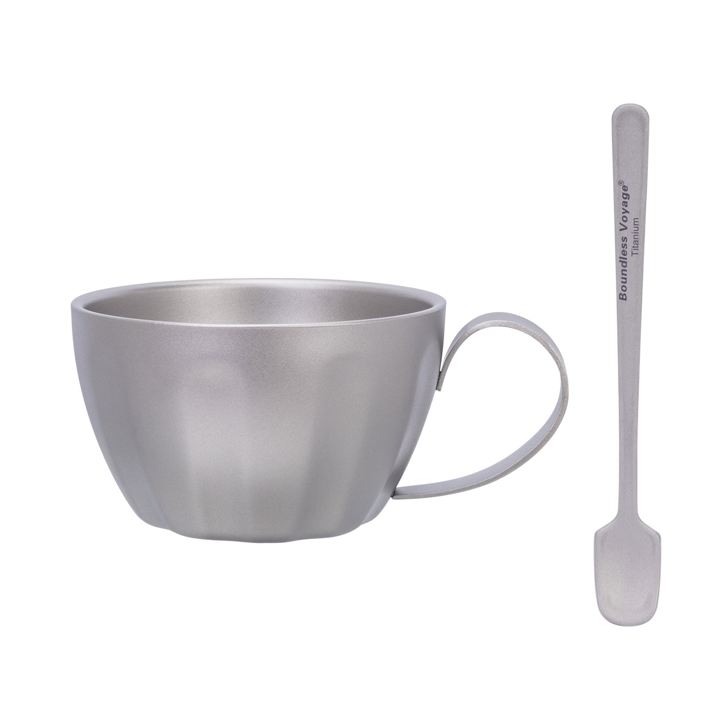 Boundless Voyage 120ml Titanium Espresso Cup, Double‑Wall Heat‑Insulated Coffee Mug with Fixed‑Handle, Compact Light‑Weight for Home, Office, Travel and Camping Ti3088D
