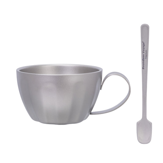 Boundless Voyage 120ml Titanium Espresso Cup, Double‑Wall Heat‑Insulated Coffee Mug with Fixed‑Handle, Compact Light‑Weight for Home, Office, Travel and Camping Ti3088D