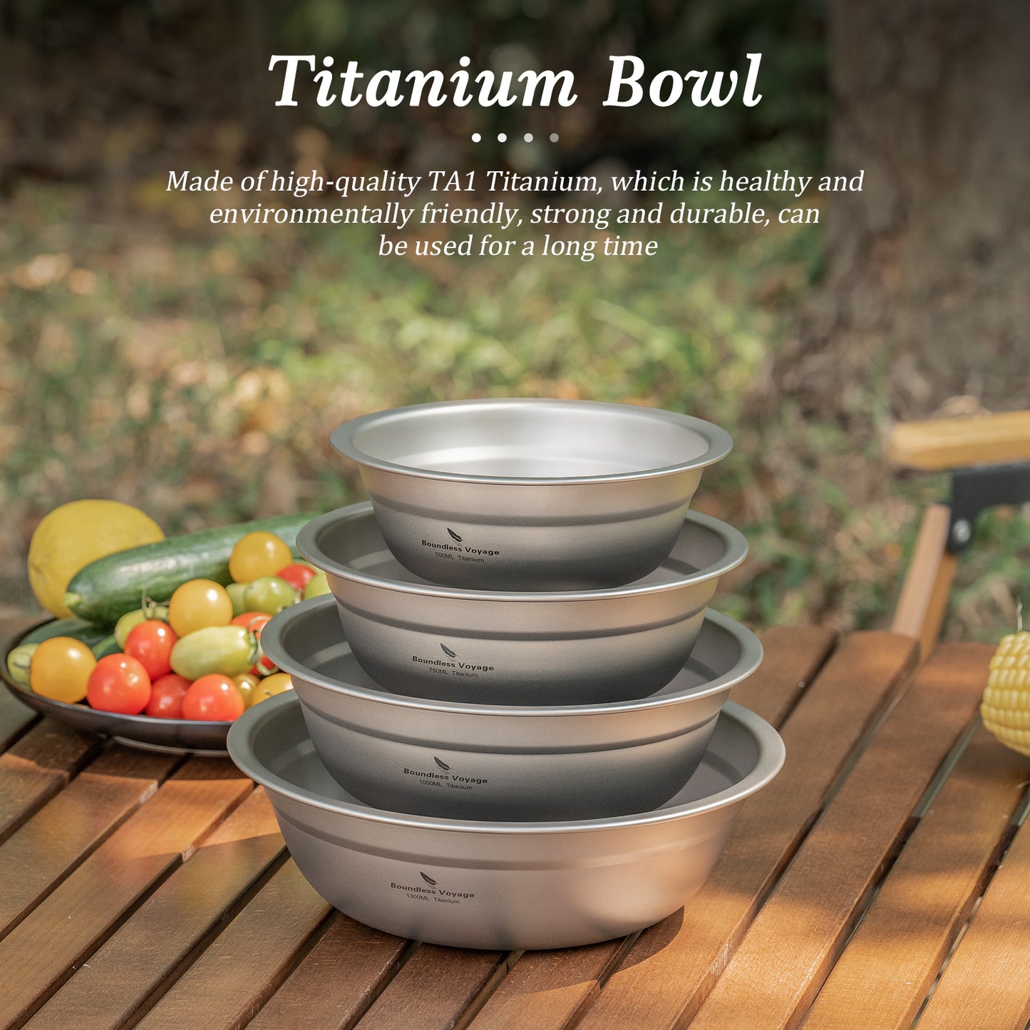 Boundless Voyage Titanium Bowl Rice Soup Salad Serving Bowl Ultralight Outdoor Camping Travel Durable Portable Tableware