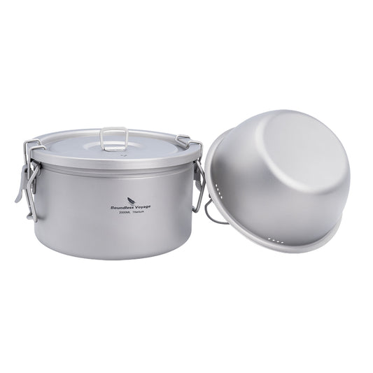 Boundless Voyage Titanium Pot Multifunctional Rice Cooker 2L+0.9L Pot Set Ultralight Outdoor Camping Cookware Ti2087C