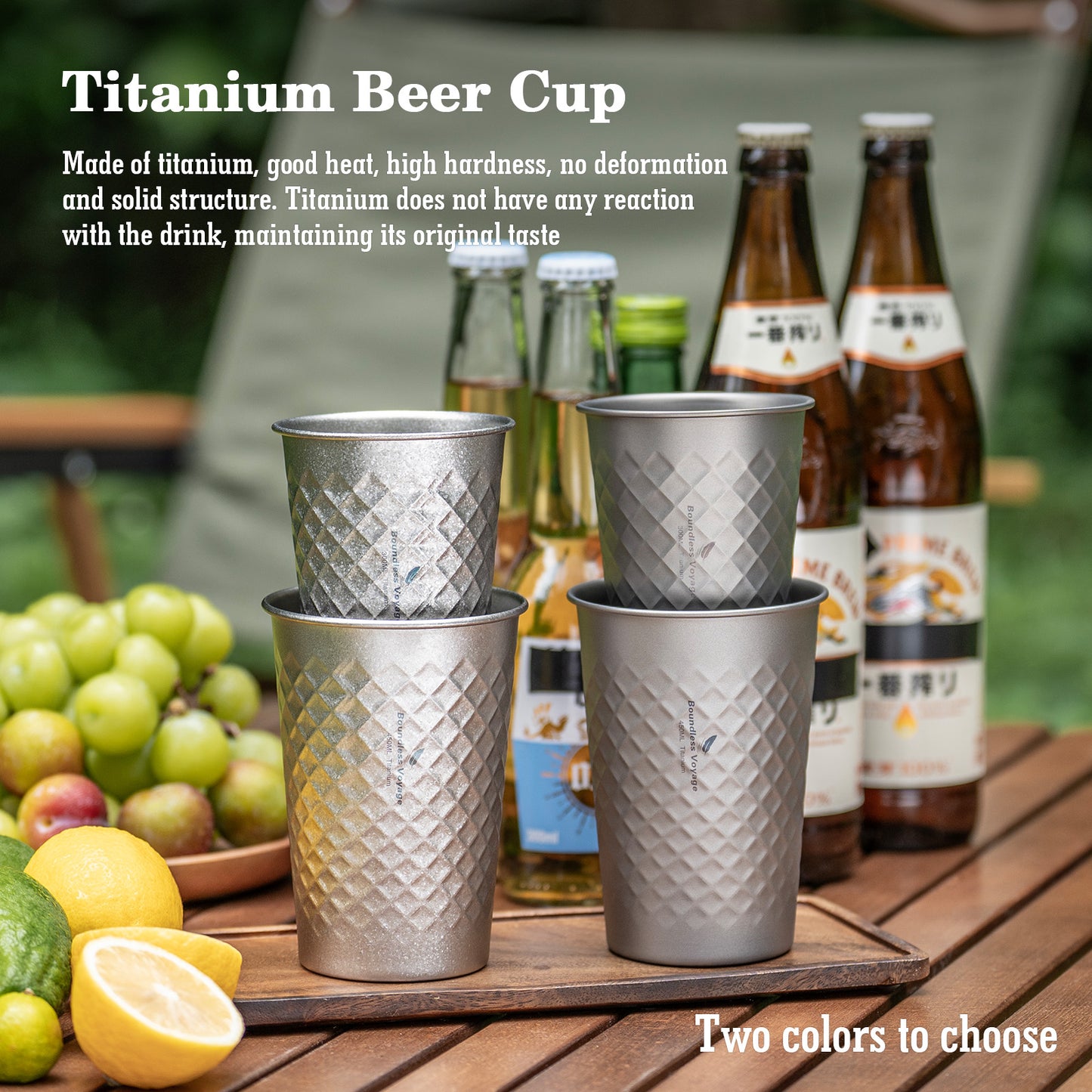 Boundless Voyage Stackable Pure Titanium Cup | Premium Reusable Drinkware for Beer & Juice, Perfect for Home, Party & Outdoor Camping Ti3047D/Ti3048D