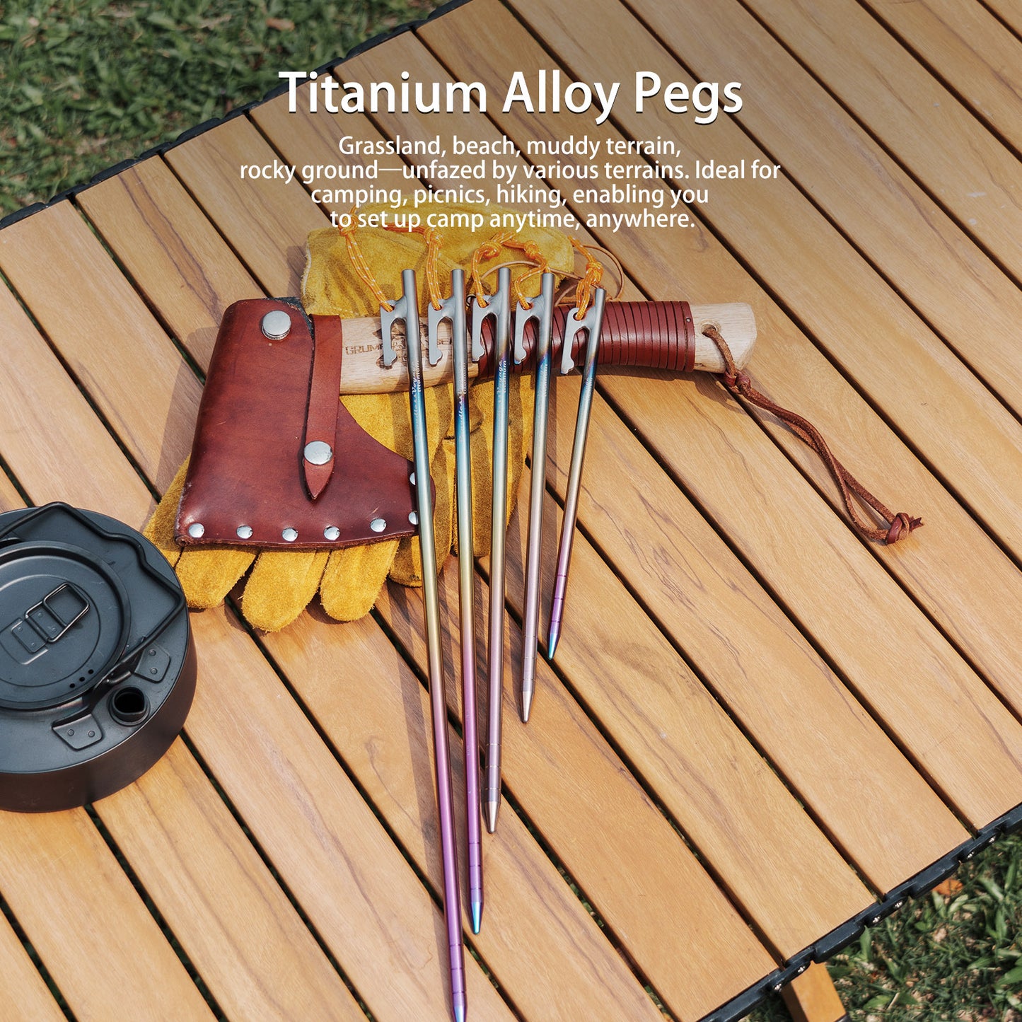 Boundless Voyage Pure Titanium Alloy Tent Stakes 6Pcs | Multi-Size Portable Tent Peg Nails, 20cm/24cm/30cm/35cm/40cm Heavy Duty Outdoor Accessories for Camping, Picnic, Hiking & Backpacking Ti4013P