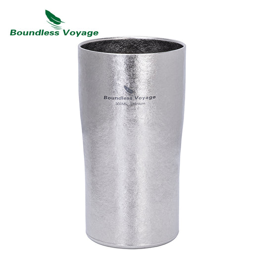 Boundless Voyage Titanium Double-Walled Beer Cup Ultralight Coffee Tea Juicy Cups 300ml Crystallized Finish Mug Ti3246D
