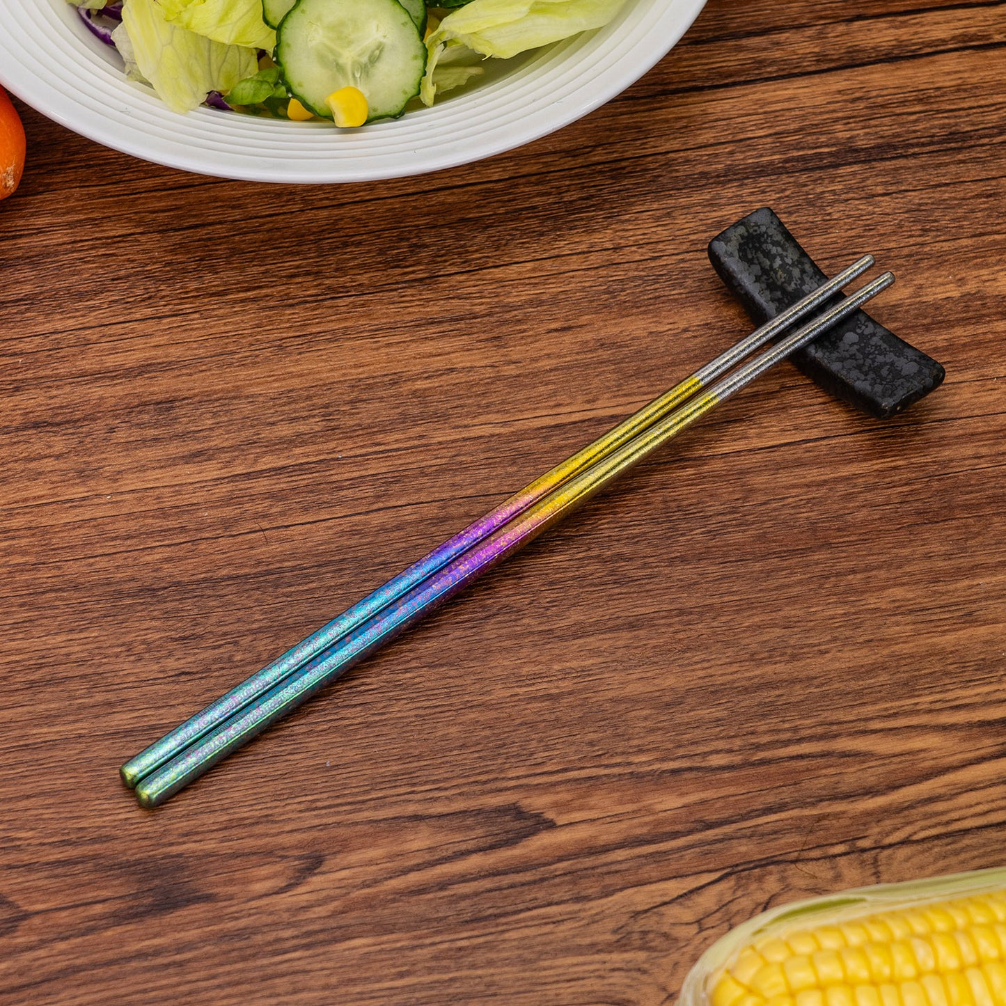 Boundless Voyage 23cm Colorful Pure Titanium Chopsticks | Ultralight Non-Slip Reusable Cutlery with Carry Bag for Camping, Hiking, Travel & Daily Home Use Ti1005T