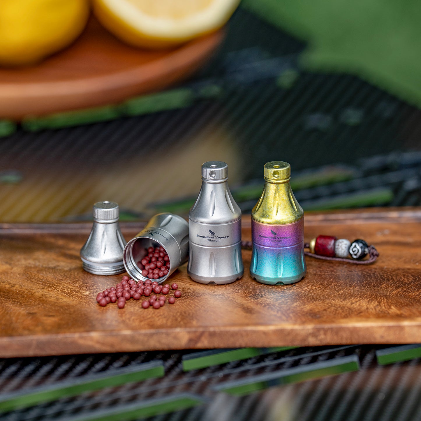 Boundless Voyage Titanium Pill Container Waterproof Keychain EDC Mini Case for Travel Camping Ti9006A