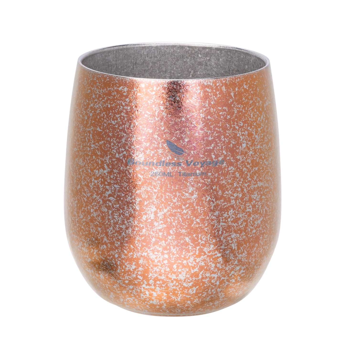 Boundless Voyage 260ML Titanium Double-Walled Egg Shaped Cup, Ice Crystal High-Temp Crystalline Texture Insulated Tea Coffee Mug, Ultralight Portable Drinkware for Camping, Travel & Daily Home Use Ti3084D