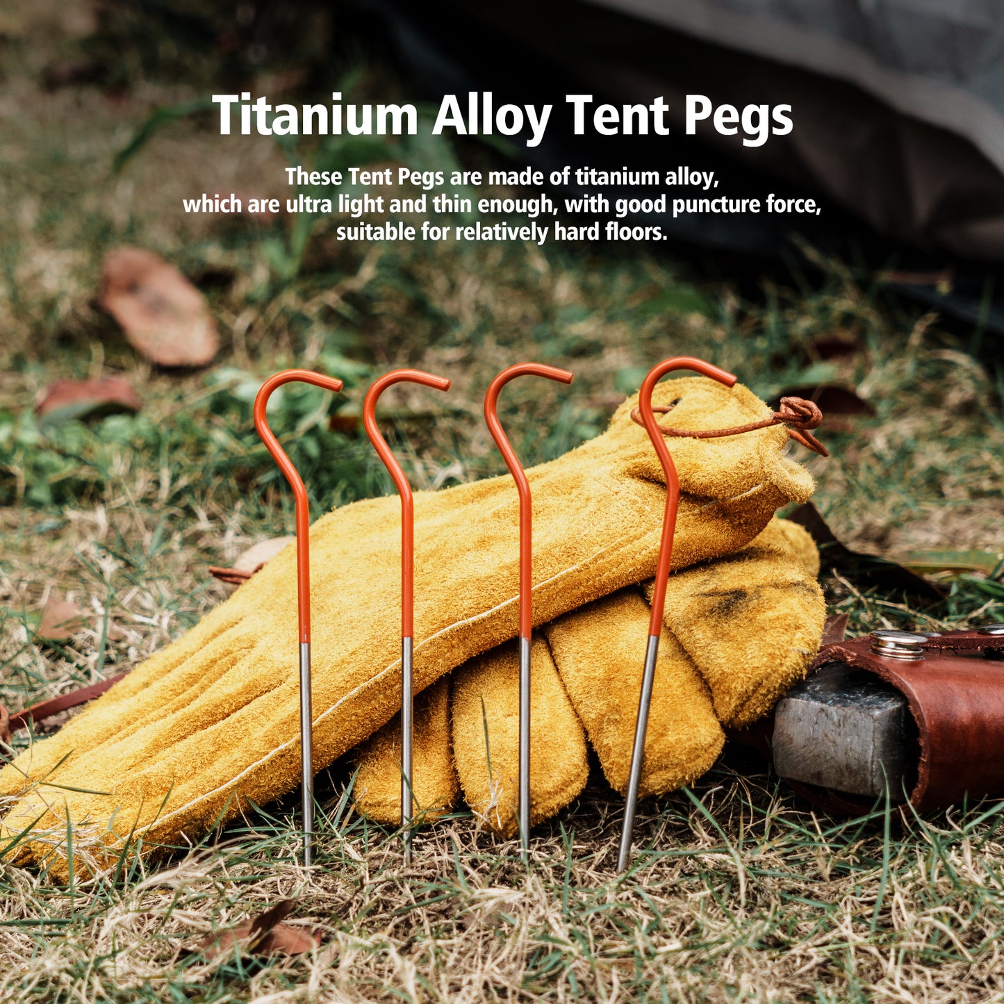 Boundless Voyage 15CM Titanium Alloy Tent Stakes | Ultralight Heavy Duty Ground Pegs, Outdoor Camping Accessories, Available in 8Pcs / 12Pcs Sets Ti4001P
