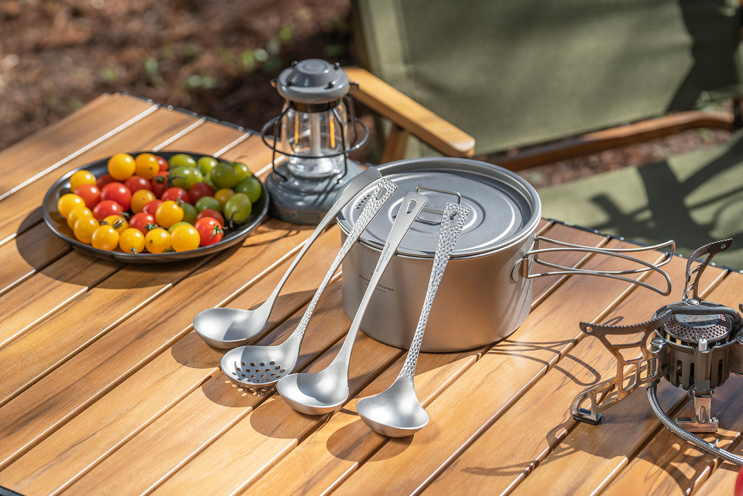 Boundless Voyage Titanium Long Handle Ladle Soup Spoon Thickeness Tableware Porridge Stew Sauce Deep-bowled Ladle Scoop Kitchen Cooking Utensils Ti1059T