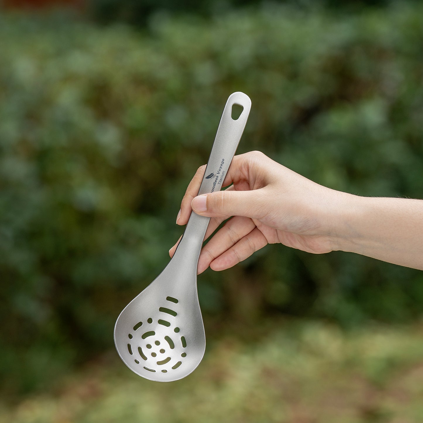 Boundless Voyage Pure Titanium Skimmer Colander with Long Handle | Ultralight Portable Kitchen & Camping Filter Spoon for Fried Food Ti1038A&nbsp;