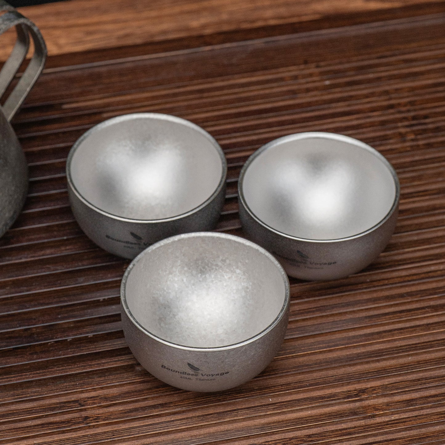 Boundless Voyage 40ml High-Temp Crystalline Finish Double-Wall Titanium Sake Cup & Kung Fu Tea Cup, Portable Mini Mug for Camping, Picnic & Daily Home Use Ti3204D