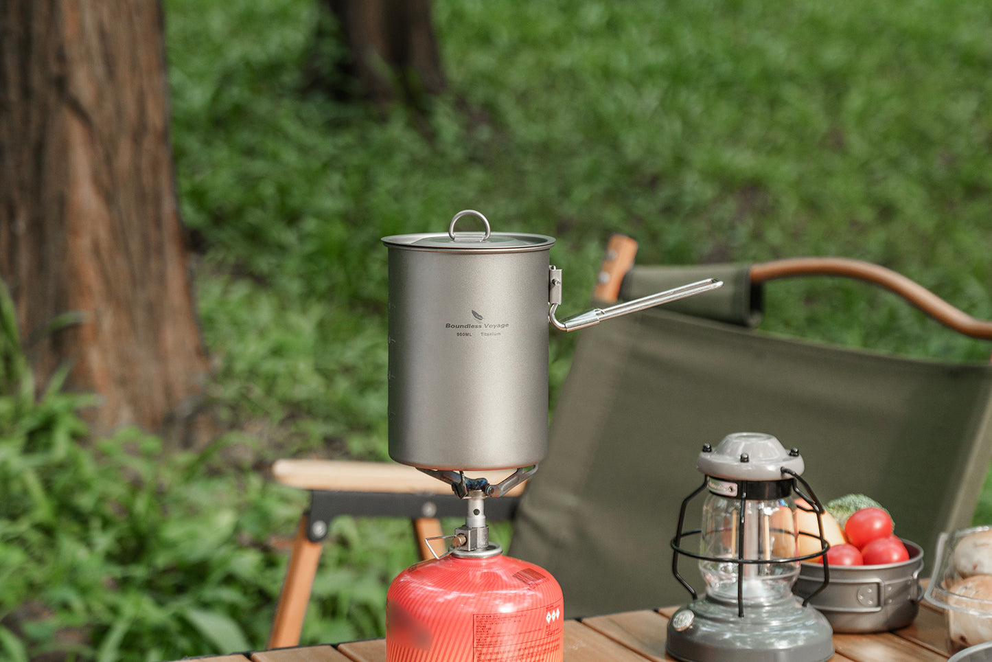 Boundless Voyage Outdoor Camping Titanium Pot Bowl Cup with Lid Folding Handle Hiking Picnic Water Rice Food 900ml Ti2040C