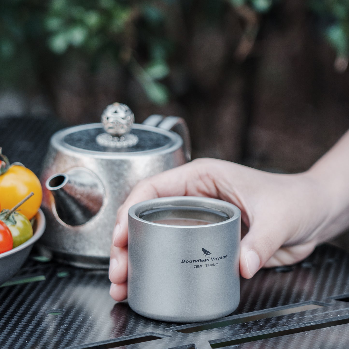 Boundless Voyage 75ml Pure Titanium Double-Wall Mug | Lightweight Heat Resistant Coffee & Tea Cup with Storage Bag, Portable Drinkware for Backpacking, Hiking, Picnic, Travel & Daily Use  Ti3045D