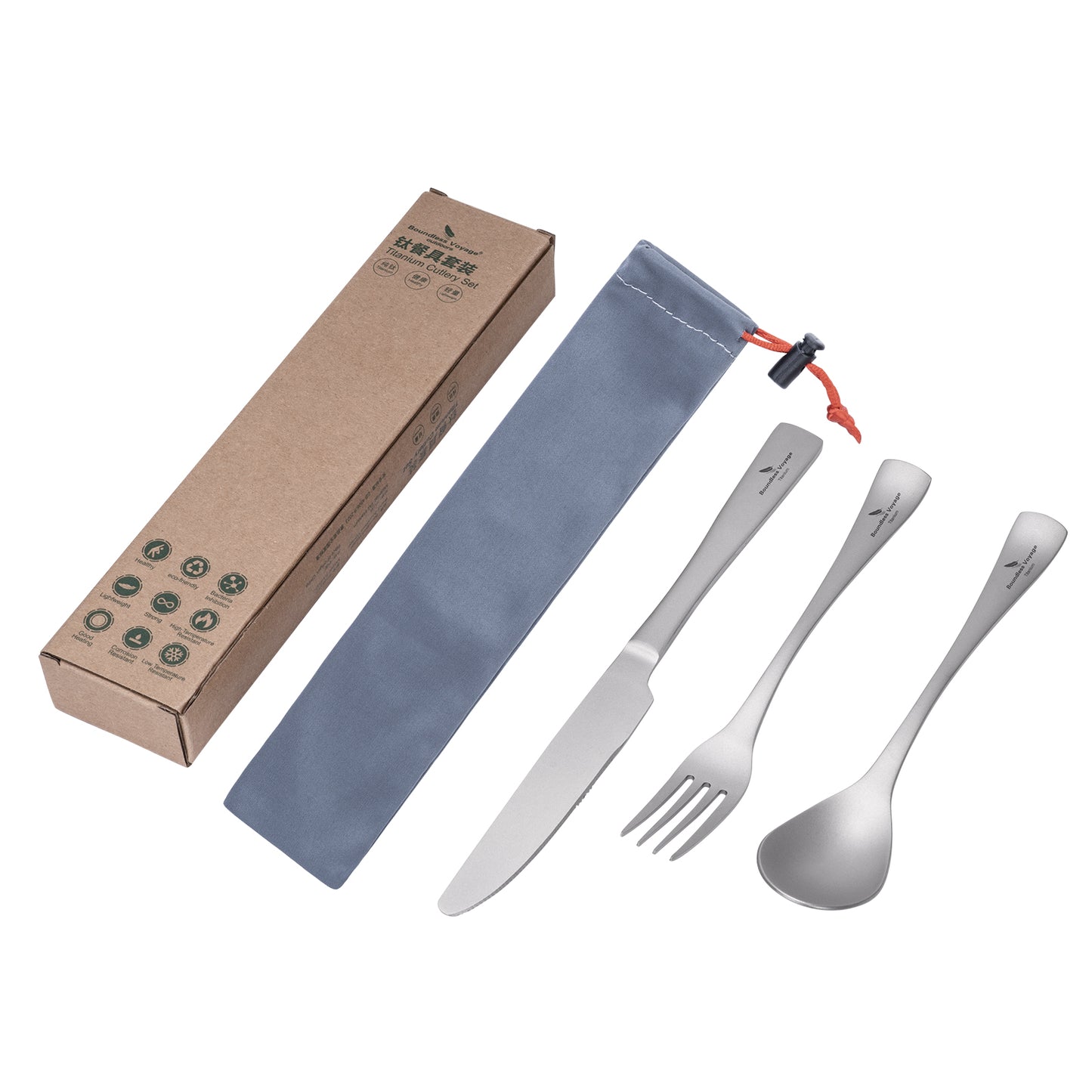 Boundless Voyage Titanium Camping Tableware Utility Cutlery Set Knife Fork Spoon Set for Home Travel Ti1055A